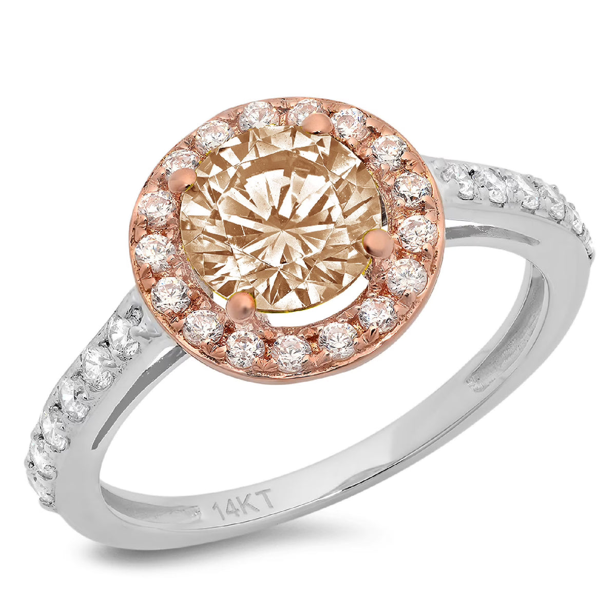 Champagne Simulated Diamond Halo Ring Y447642