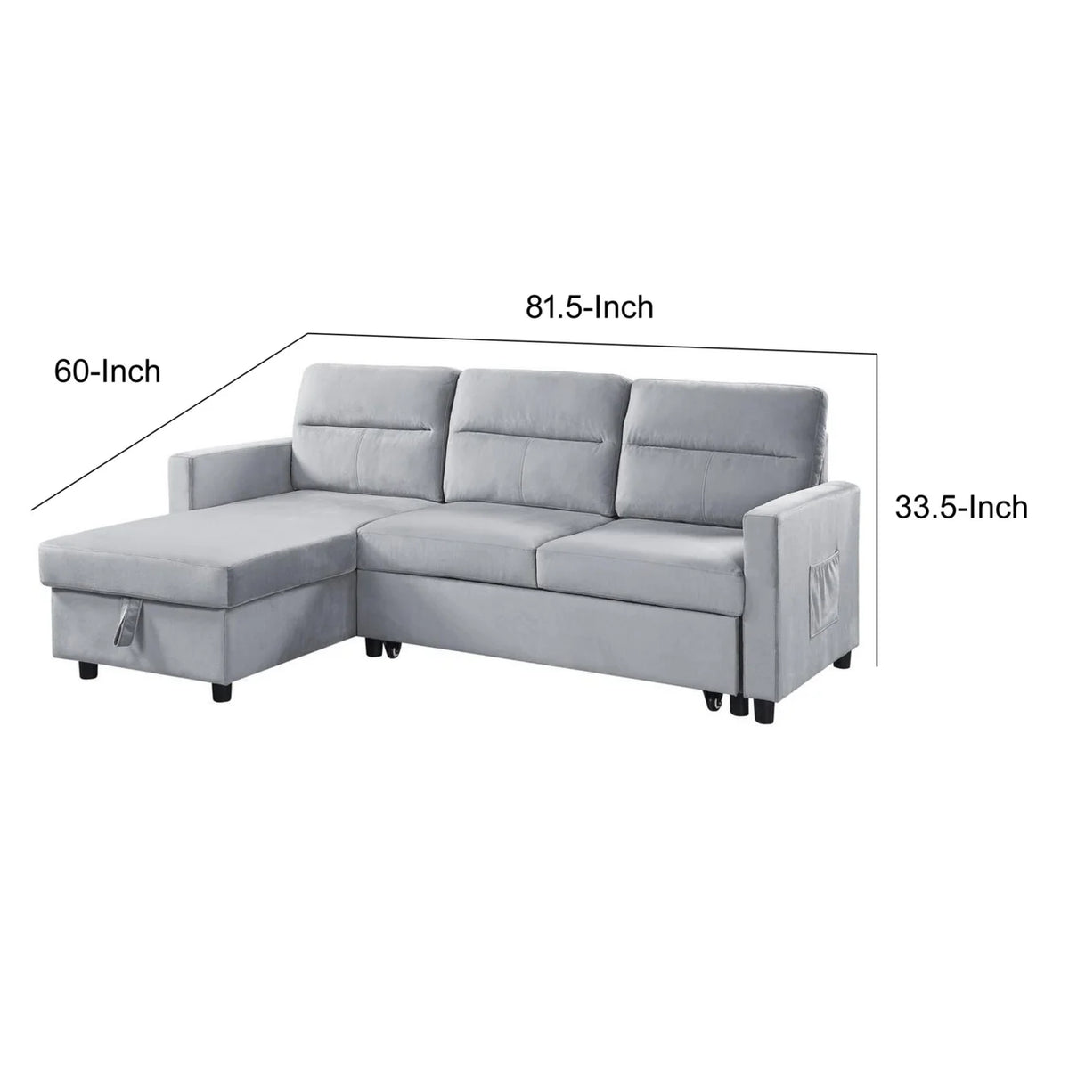 Gray Reversible Sleeper Sofa with Chaise S6485