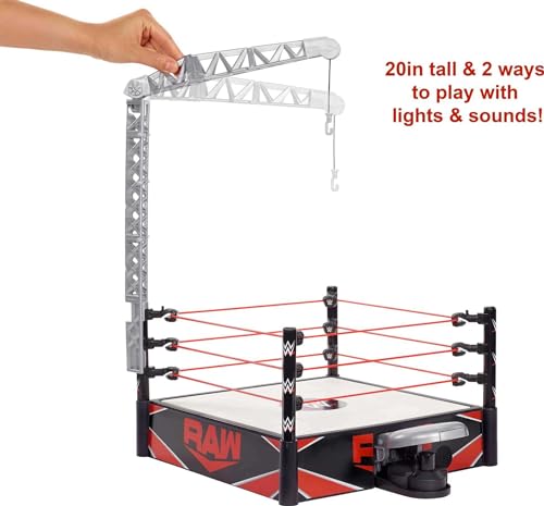 WWE Wrekkin' Kickout Ring Playset with Launcher, Crane, Championship, 13-inch x 20-inch H4424