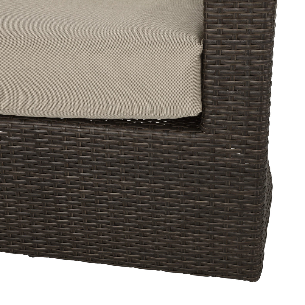 Mixed Brown and Mixed Khaki Wicker Swivel Club Chair J6642