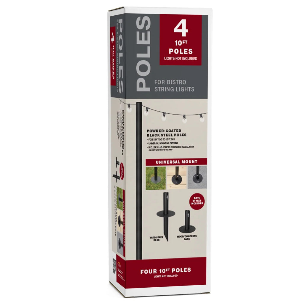 Bistro String Light Poles 4 Pack Extends to 10 Feet P1206