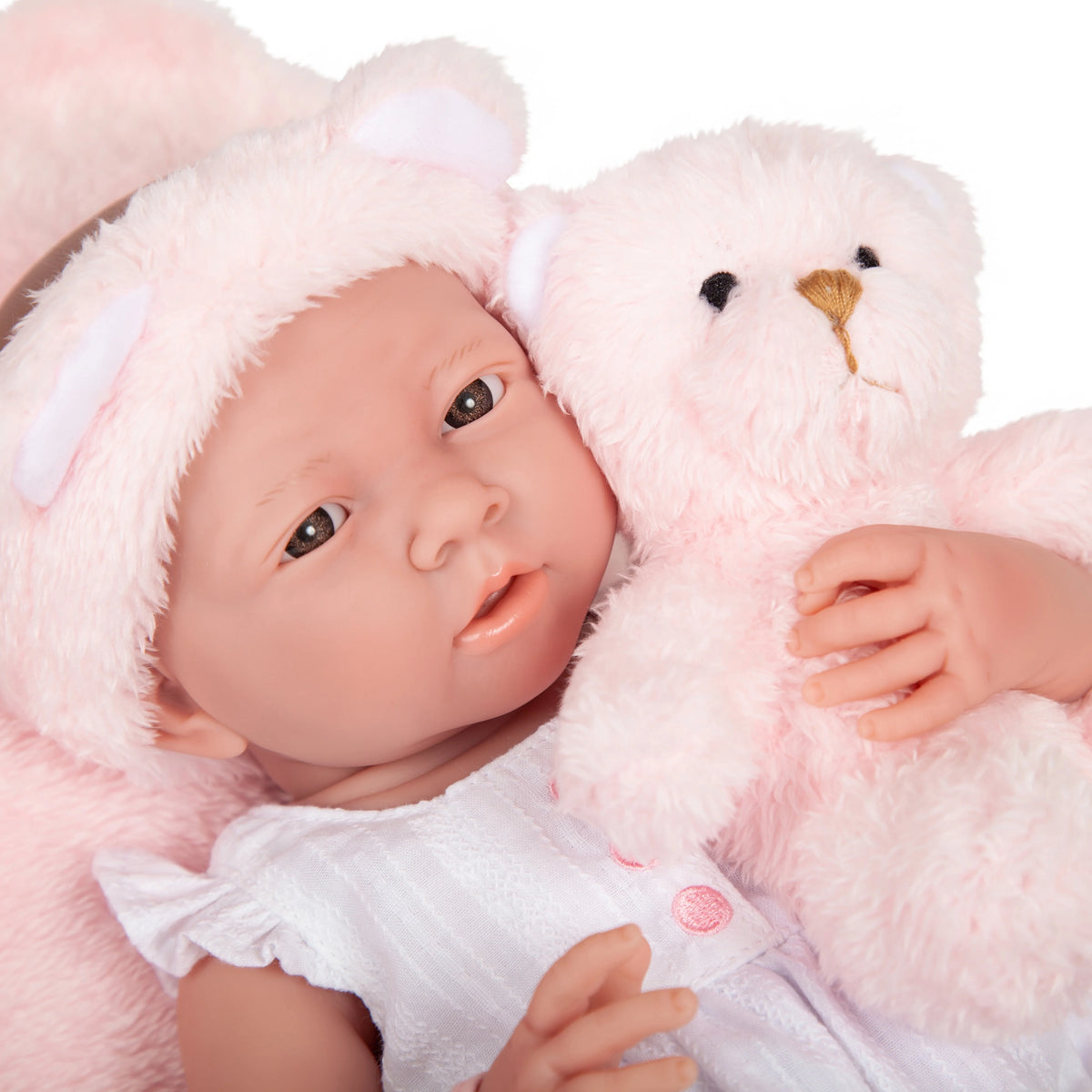 15 inch All-Vinyl Baby Doll In Pink And White With Deluxe Accessories E305
