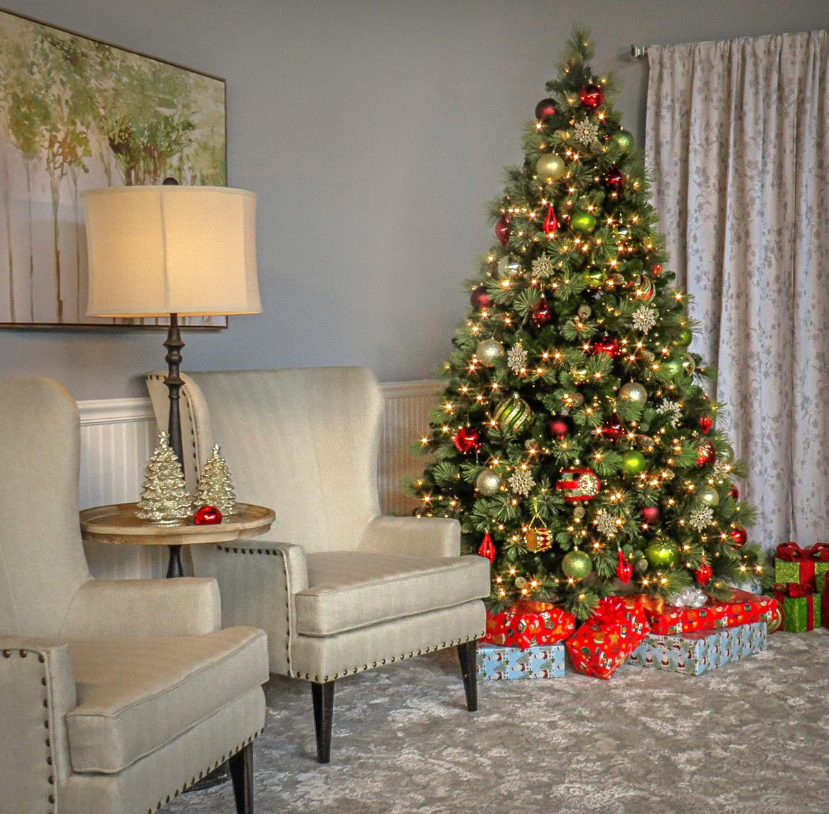 7.5 Foot Artificial Prelit Christmas Tree with Clear Lights E660328