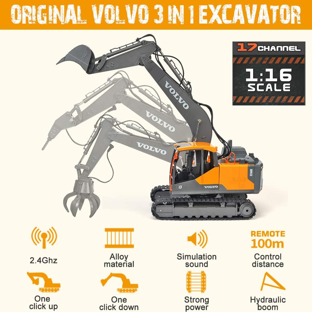 RC Excavator 1/16 Scale Remote Control Construction Truck W220896