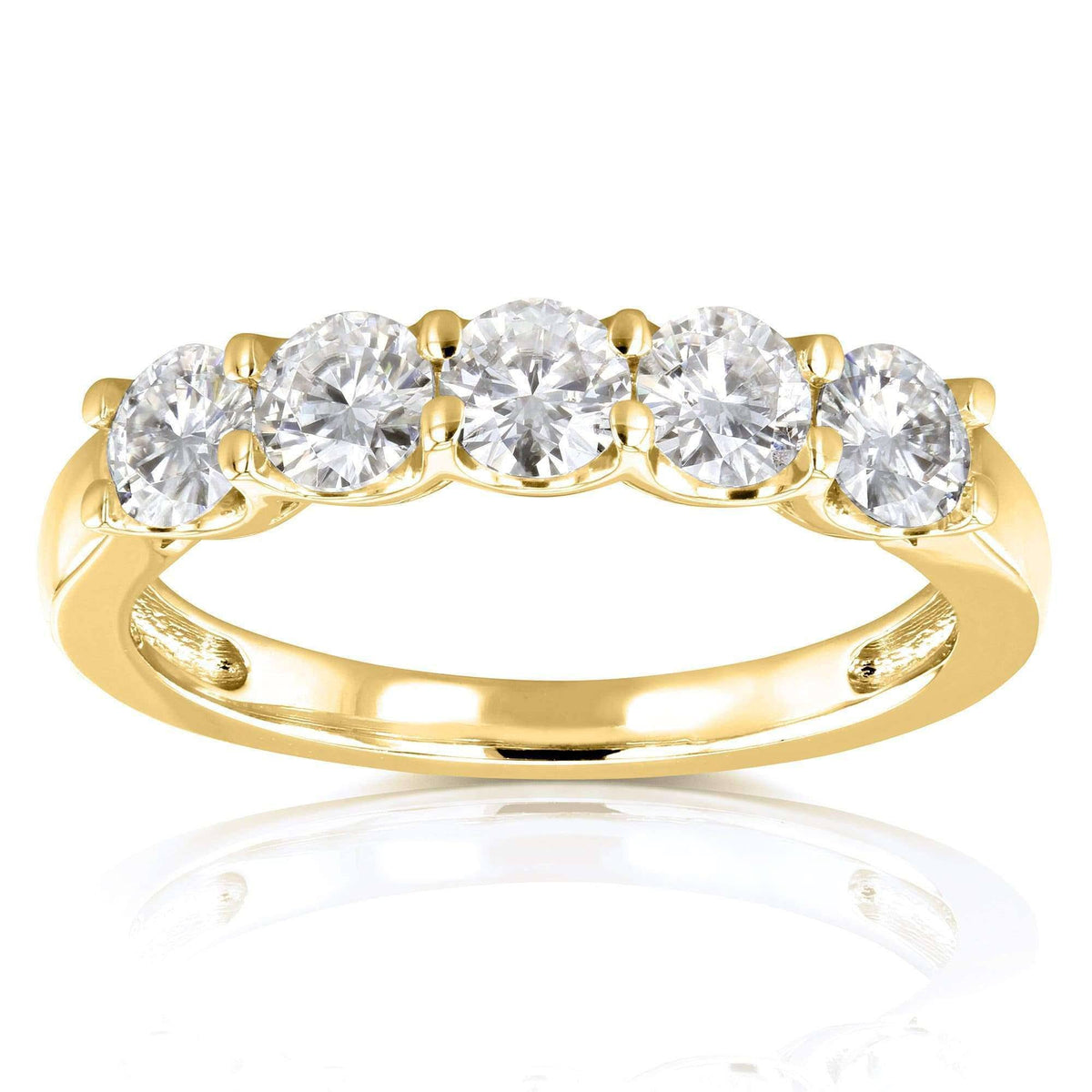 4/5 Carat Round Brilliant Moissanite Wedding Band in 14K Yellow Gold W428318