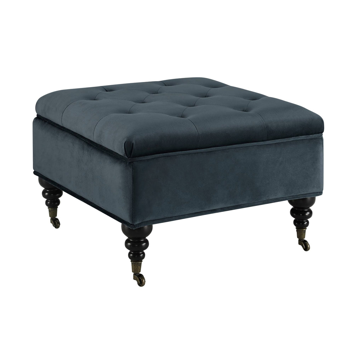 Blue Tufted Storage Ottoman with Casters V202993