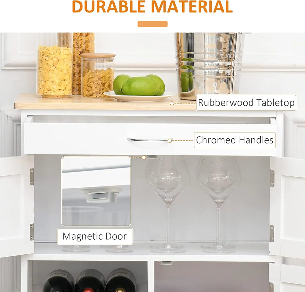 Rolling Kitchen Island with Wine Rack and Drawer W824