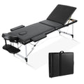 Portable Height Adjustable 3 Sections Wooden Massage Table with Face Hole and Carrying Bag T7826