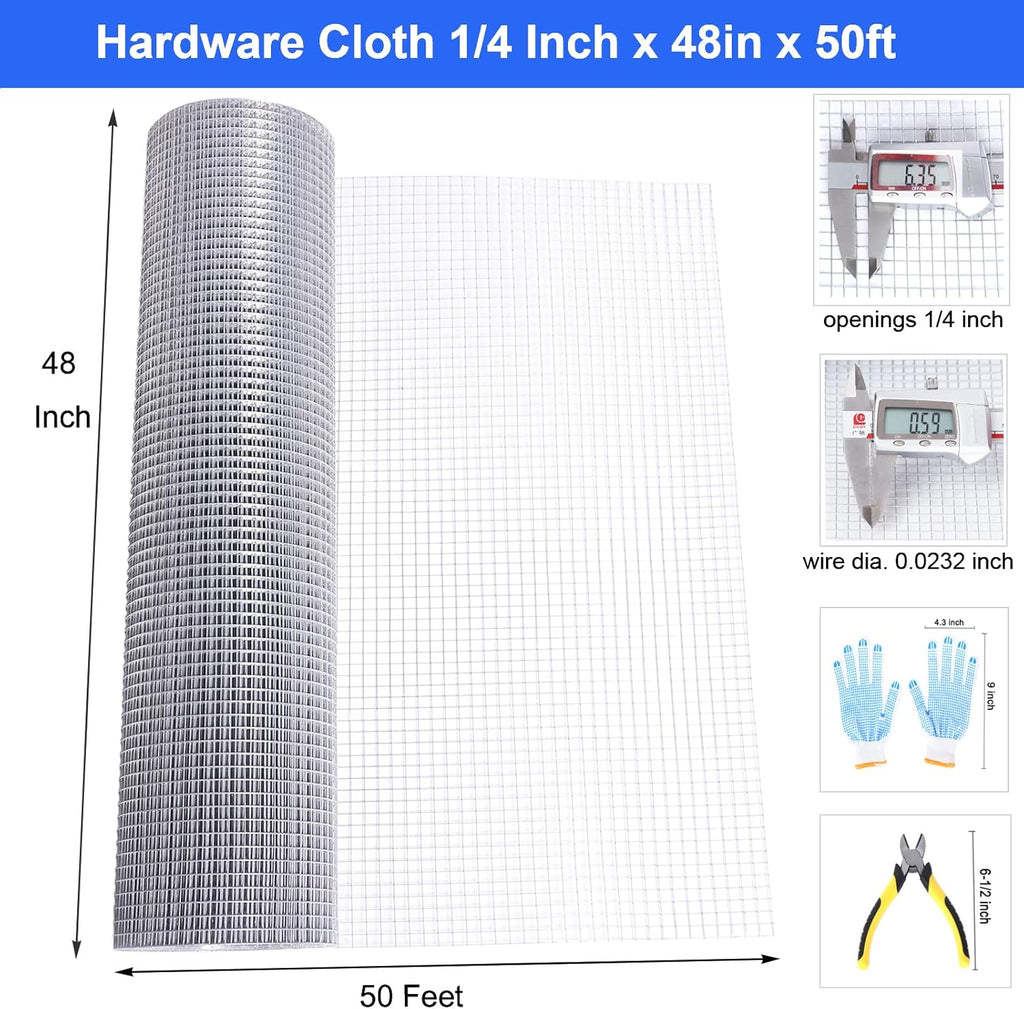 48x50 1/4 Inch 23Ga Galvanized Welded Wire Mesh Roll E345811