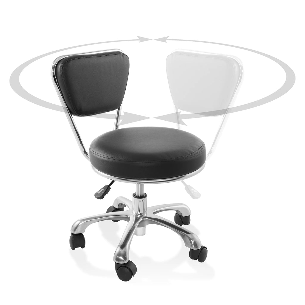 Adjustable Rolling Salon Stool with Backrest H705
