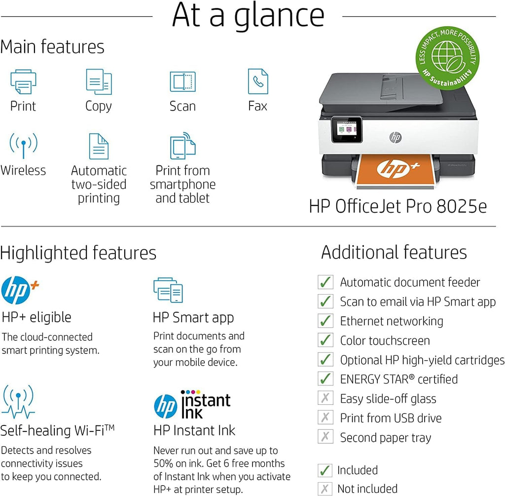 HP OfficeJet Pro 8025e All-in-One Wireless Color Inkjet Printer I74675