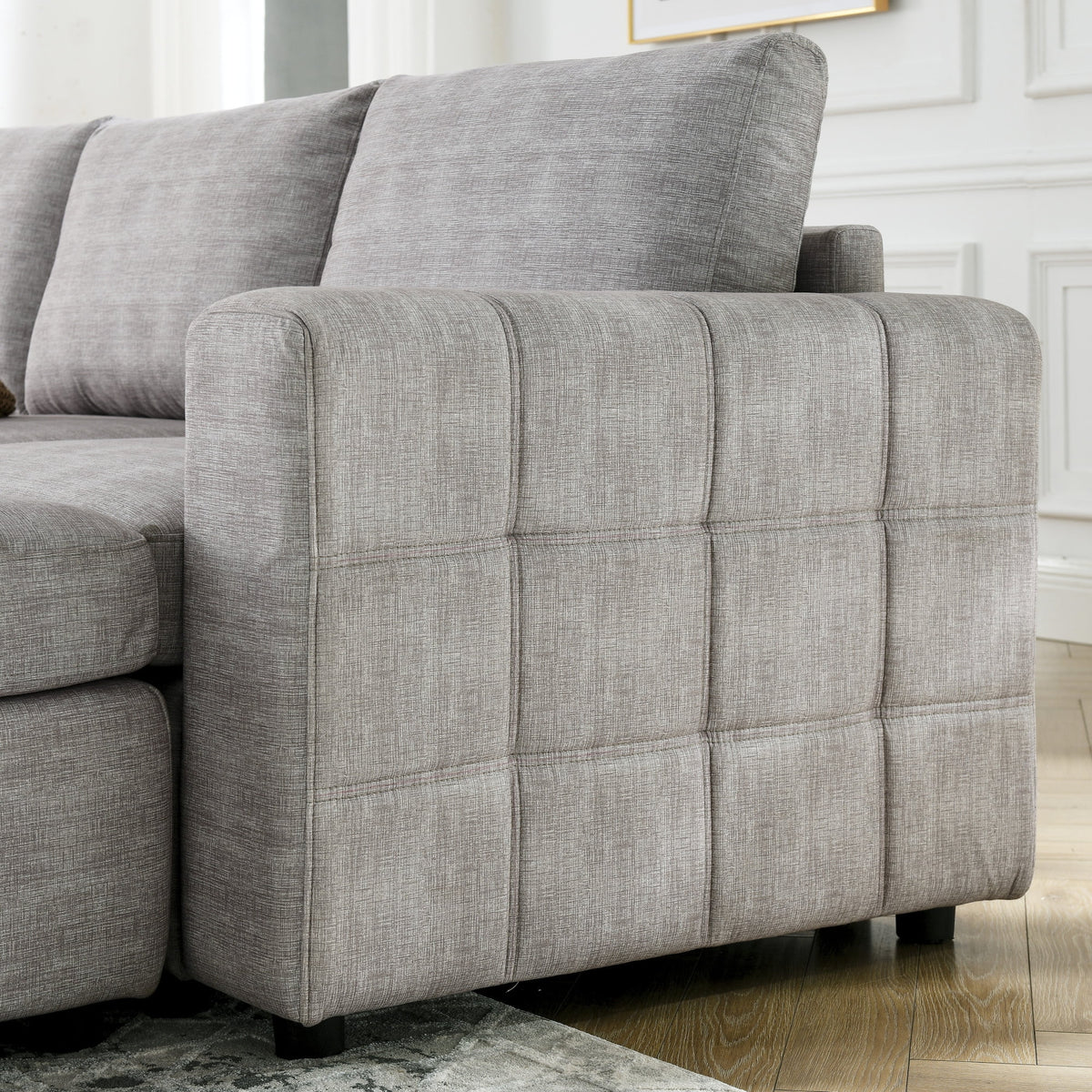 L Shaped Upholstered Modular Sectional Sofa L546194