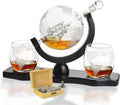 Globe Whiskey Decanter Set with 2 Etched Whisky Glasses and Whiskey Stones 850ml P401