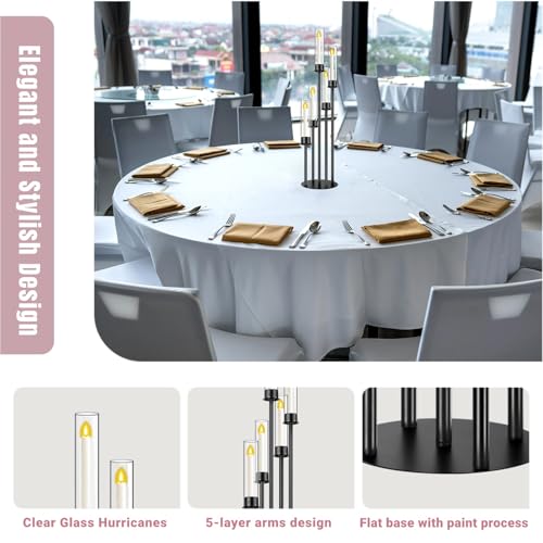 Black 5 Head Glass Cylinders Metal Candelabra E552982