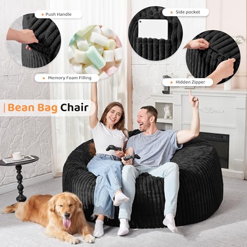 5FT Grey Memory Foam Bean Bag Chair with Plush Cover E82971
