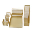 Gold Mesh Metal 6 Piece Set Desktop Organizers and Accessories K2545