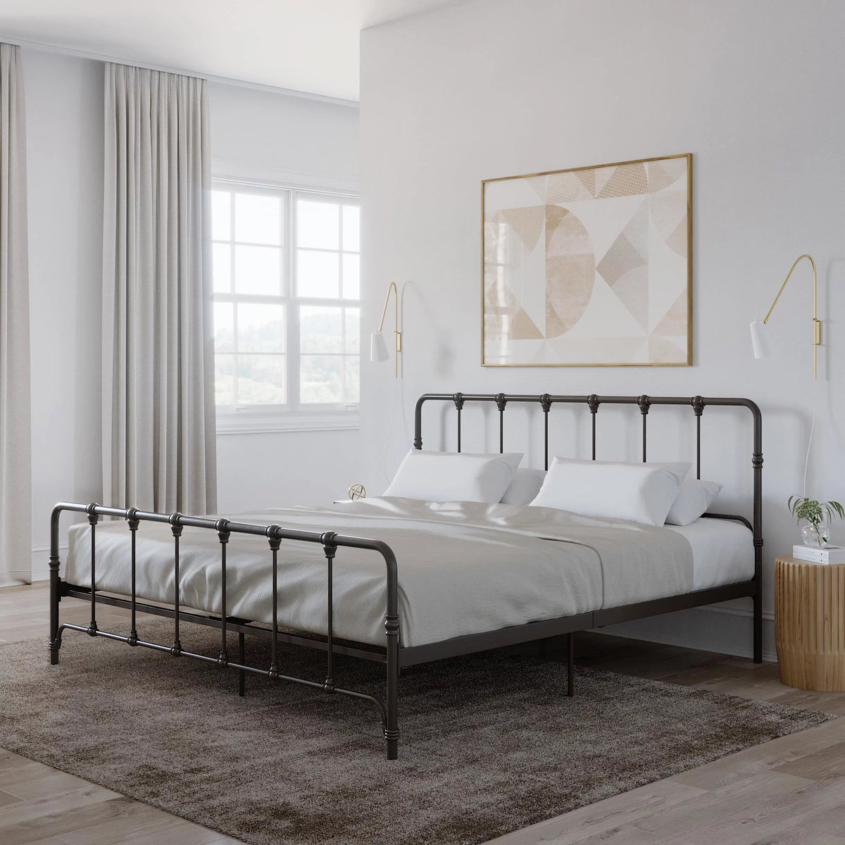 King Gray Metal Bed S70902