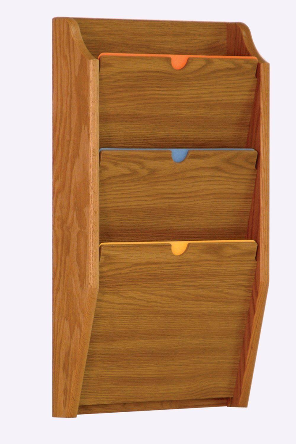 Wooden Mallet 3 Pocket Privacy Letter Size Chart Holder - HIPAA Compliant Medium Oak R86172