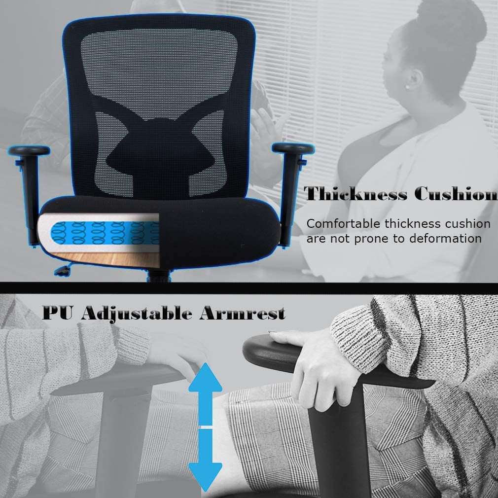 Black Mesh Ergonomic Office Chair 400 lbs with Wheels and Adjustable Arms W528