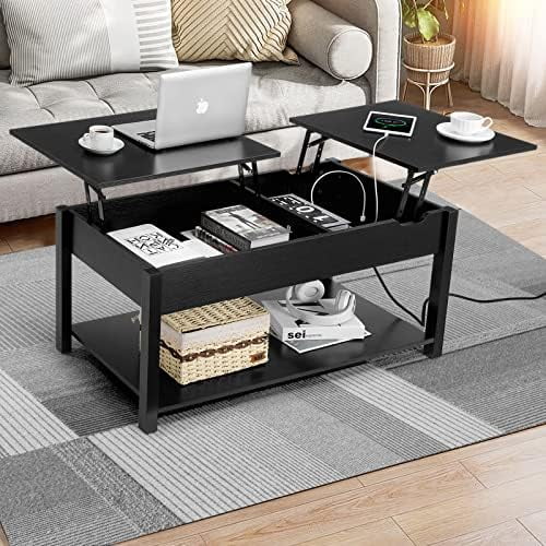 42.5" Lift Top Coffee Table with Hidden Compartment and USB Ports W128