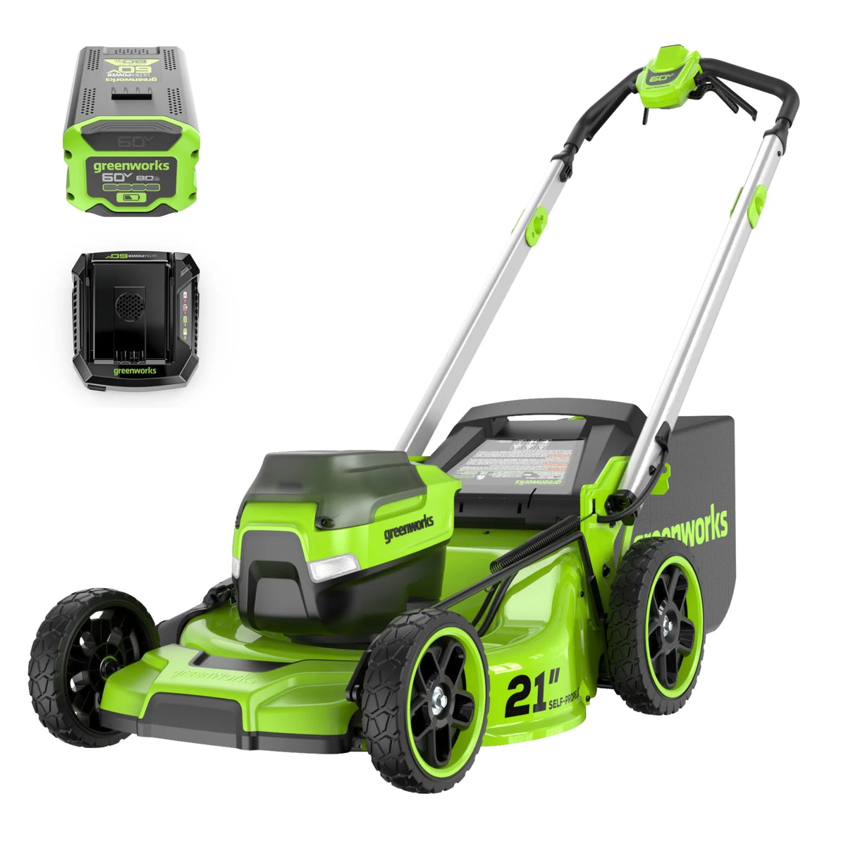 60V 21 Self Propelled Lawn Mower with 8.0 Ah Battery & Rapid Charger J73206