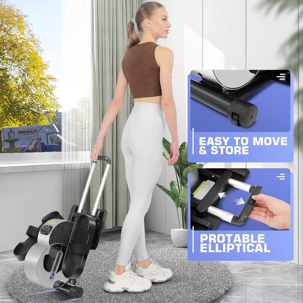 Under Desk Elliptical, Electric Seated Foot Pedal Exerciser with LCD Display Monitor, Remote Control R76808