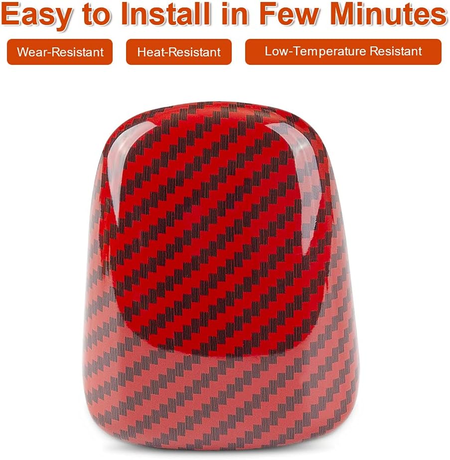 Red Carbon Fiber Gear Shift Knob Cover Trim D90644