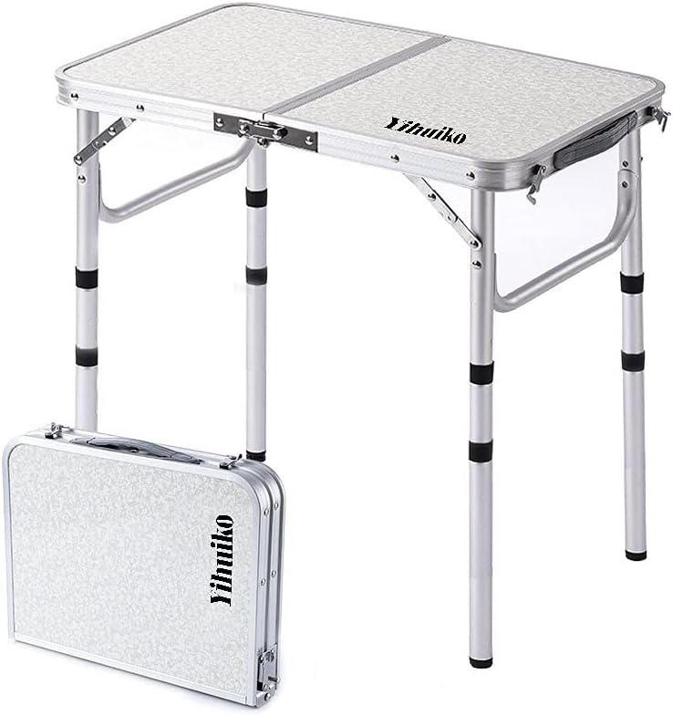 Adjustable Height Portable Folding Camping Table with Aluminum Legs H4547