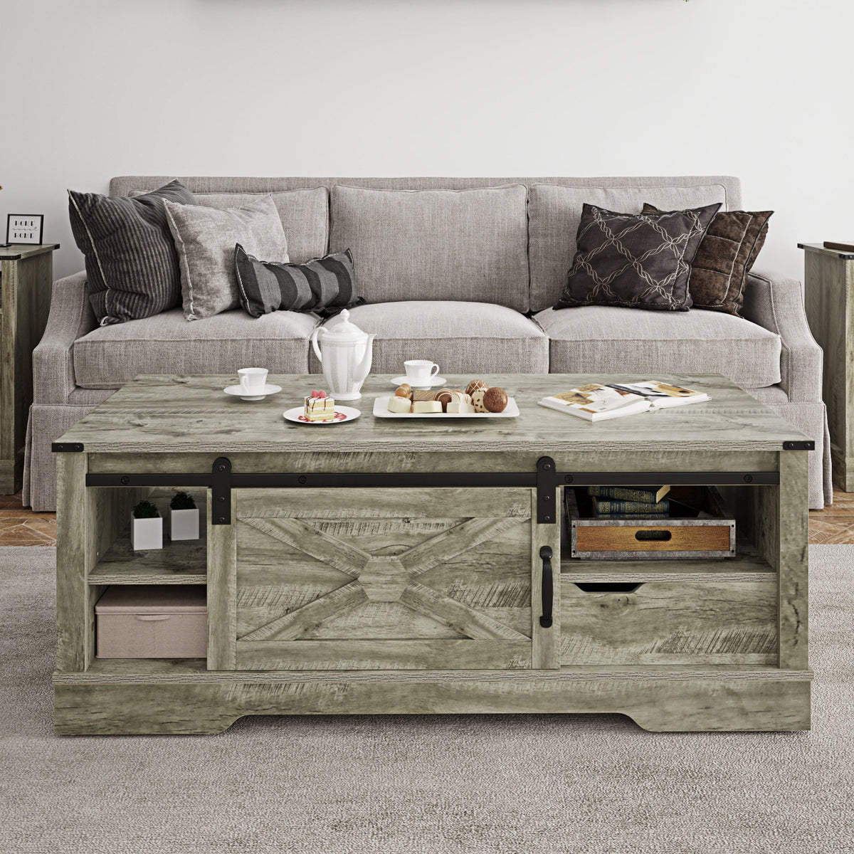 Light Gray Rectangular Coffee Table E28225