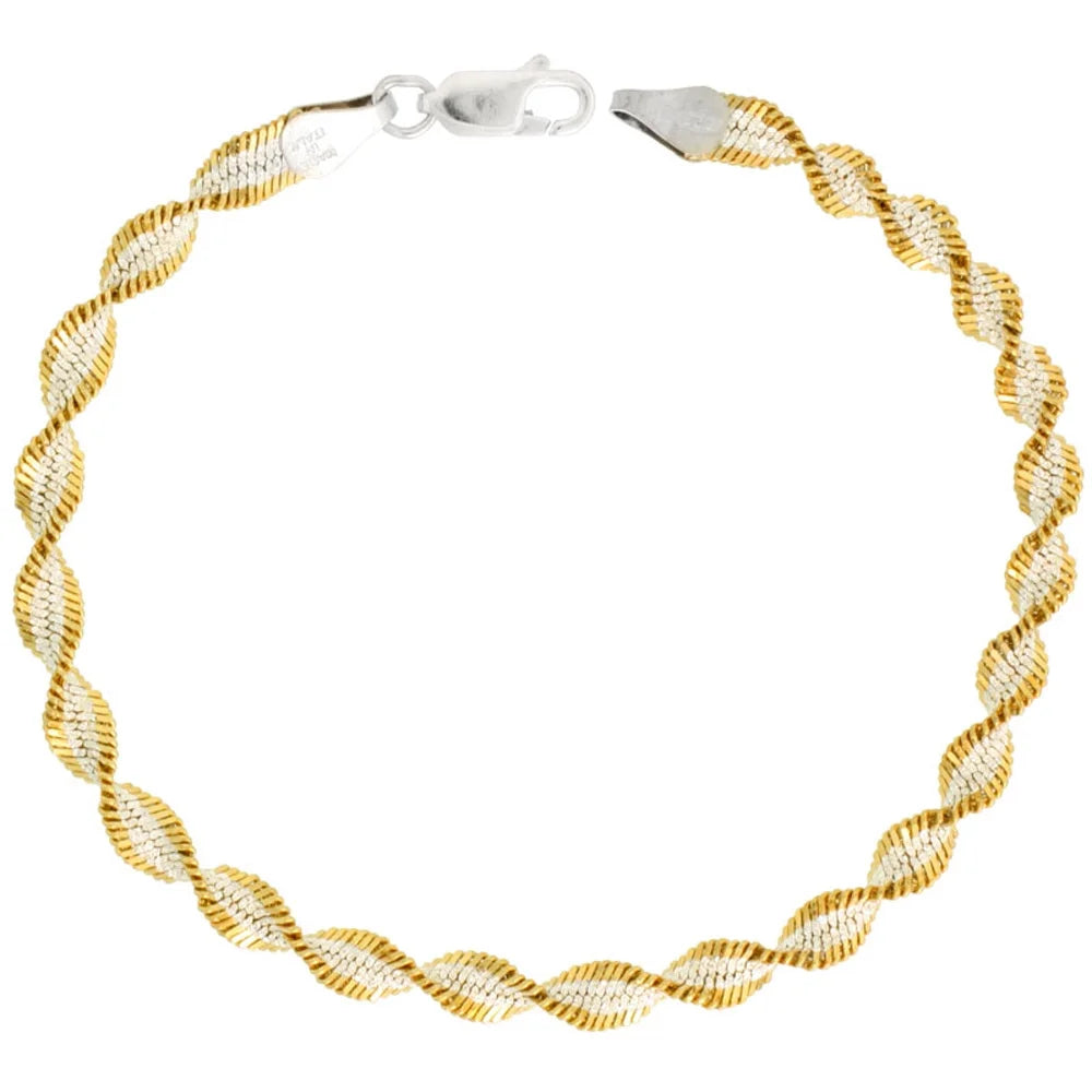 Two Tone Twisted Herringbone Chain Necklace 5mm K464675