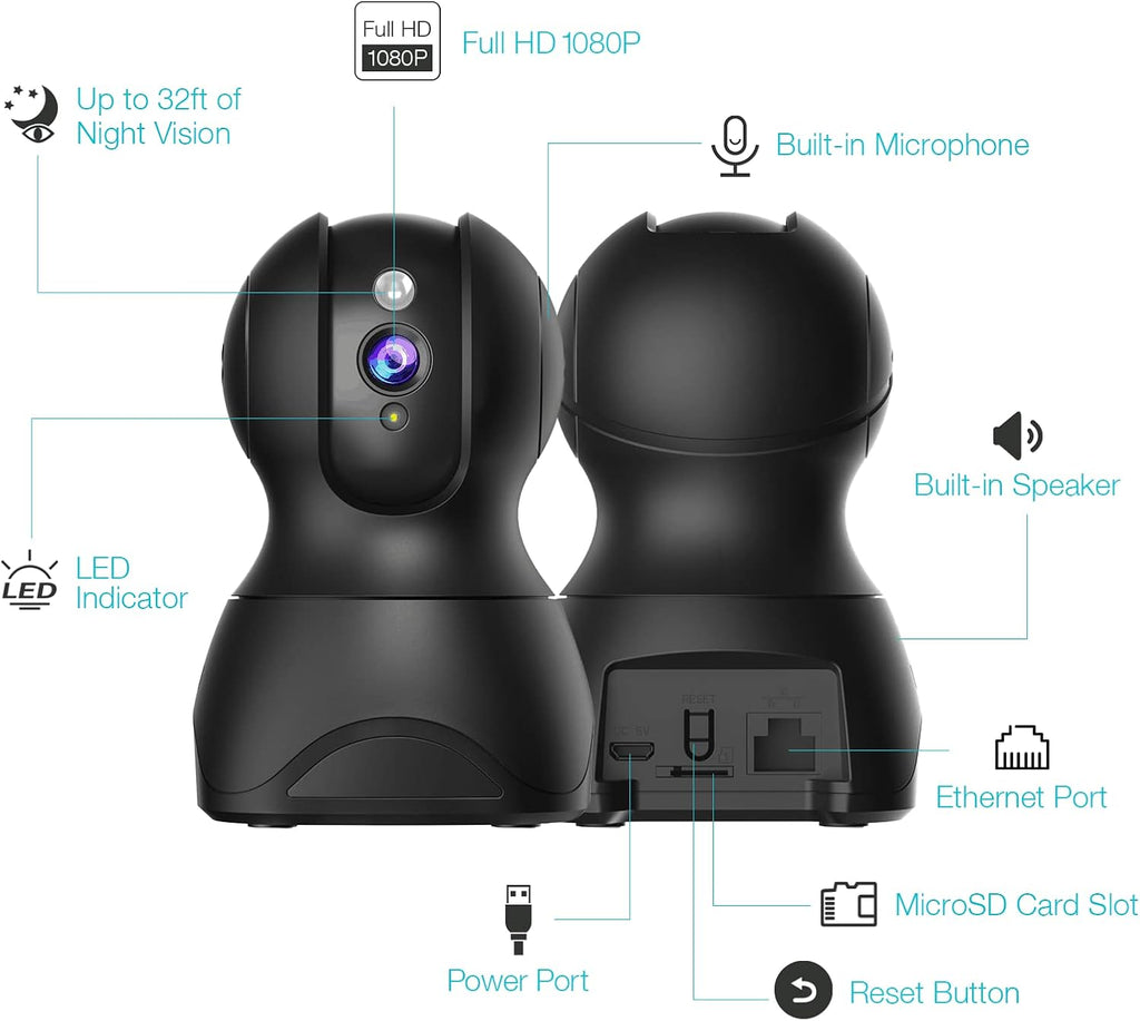 1080P WiFi Pan/Tilt Pet Camera with Night Vision C331153
