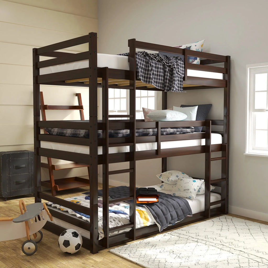 White Wood Convertible Bunk Bed J387343