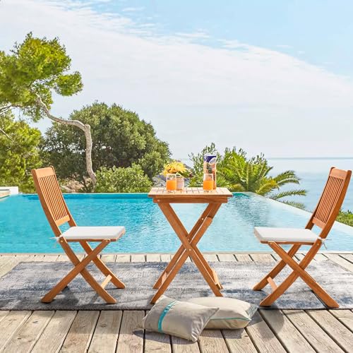 3 Piece Acacia Wood Folding Patio Bistro Set C7325