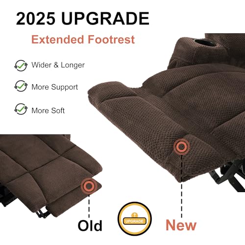Brown Fabric Power Recliner Chair with Heat and Vibration Massage Q633615