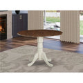 42 in. Round Rubber Wood Walnut Dining Table with Drop Leaves R69312