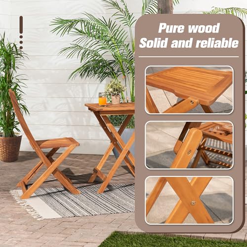 3 Piece Acacia Wood Folding Patio Bistro Set C7325