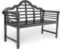 Black Acacia Wood Outdoor Bench with Backrest and Armrests Y32158
