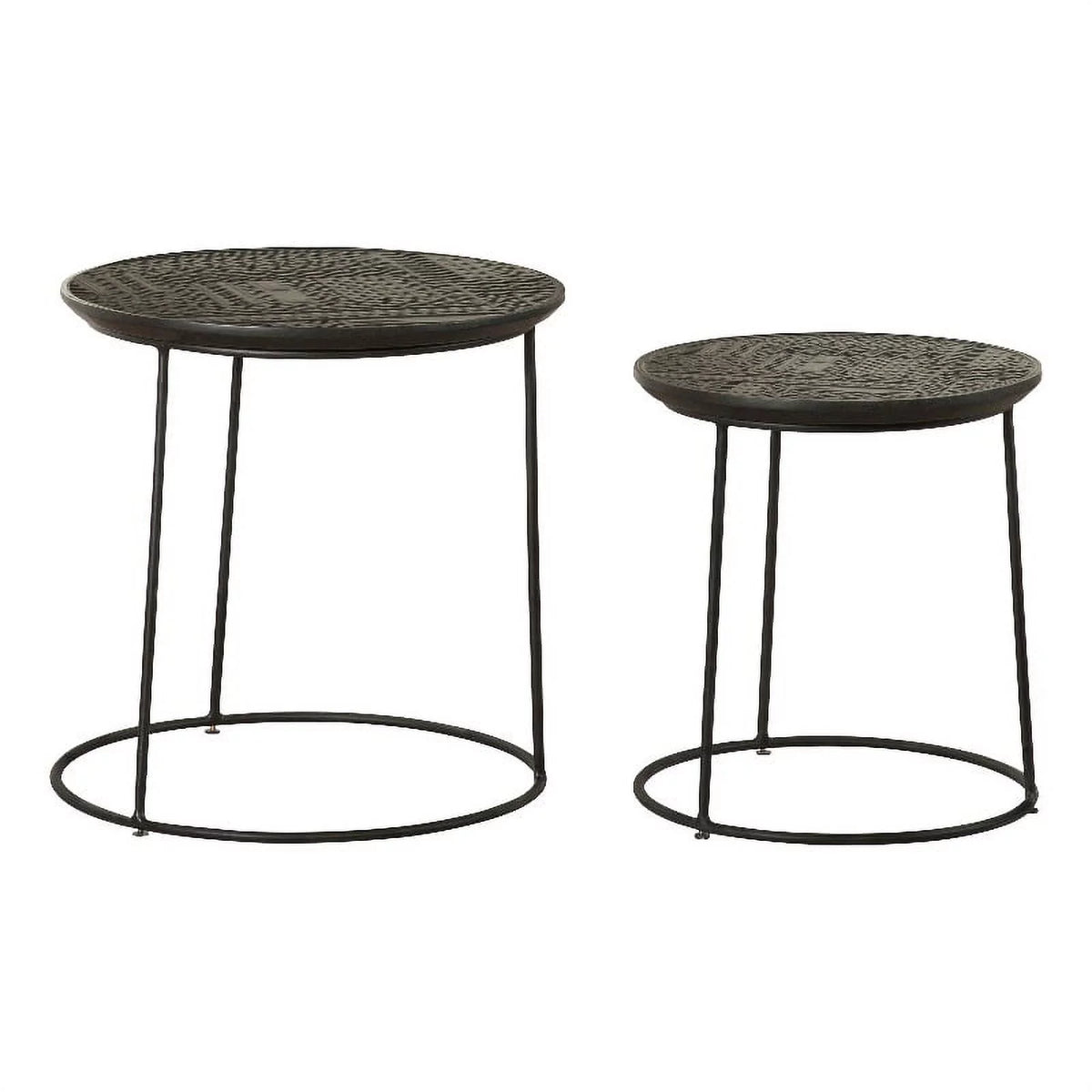 Round Wood Top Nesting Table in Matte Black C43368