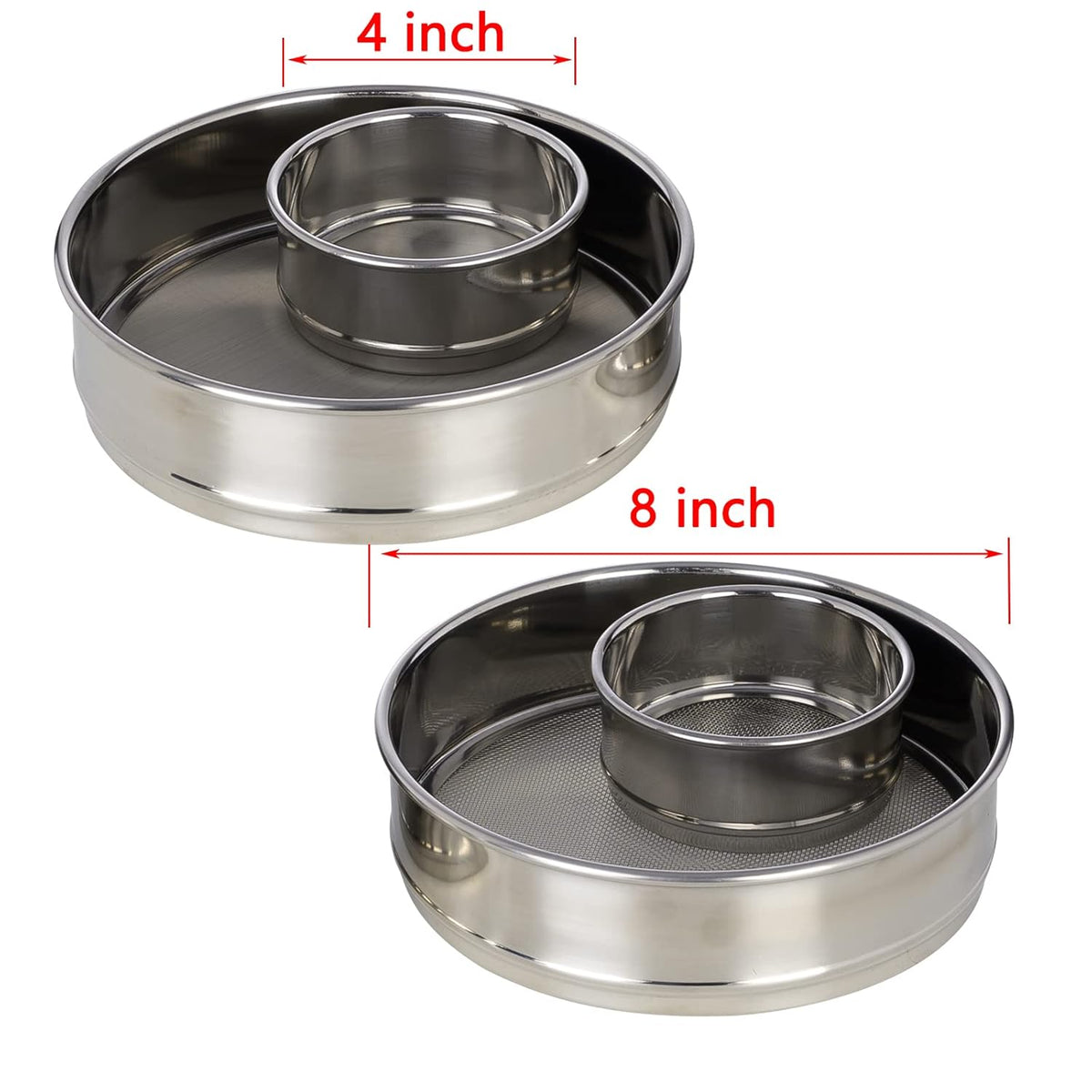 800 Mesh 8'' Diameter 304 Stainless Steel Test Sieve Pack of 2 T5180