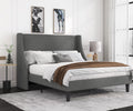 Queen Size Light Grey Upholstered Platform Bed Frame S964624