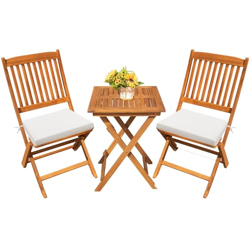 3 Piece Acacia Wood Folding Patio Bistro Set C7325