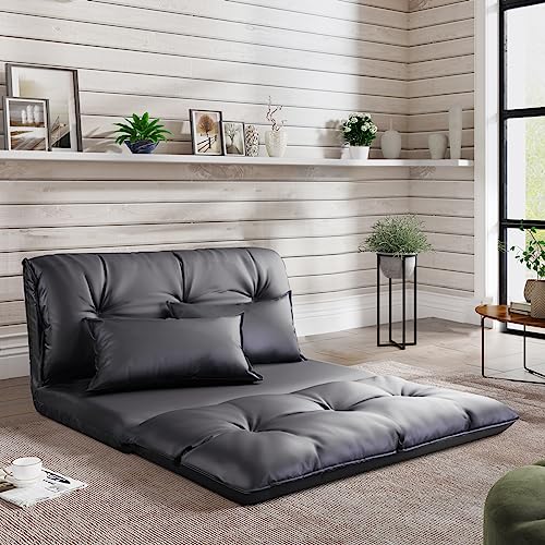 5-Position Folding Chaise Lounge with Adjustable Back & Steel Frame Black J642186