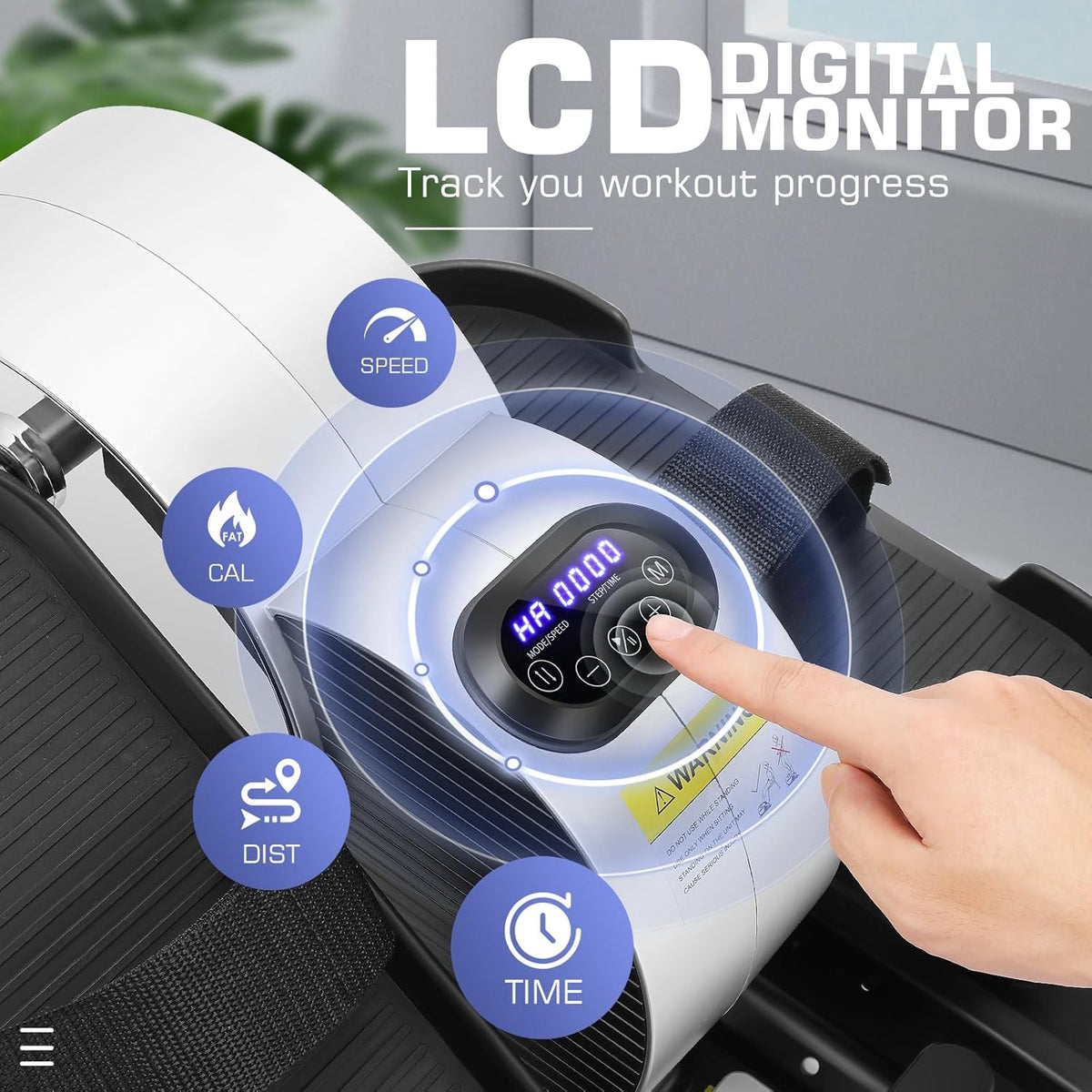 Under Desk Elliptical, Electric Seated Foot Pedal Exerciser with LCD Display Monitor, Remote Control R76808
