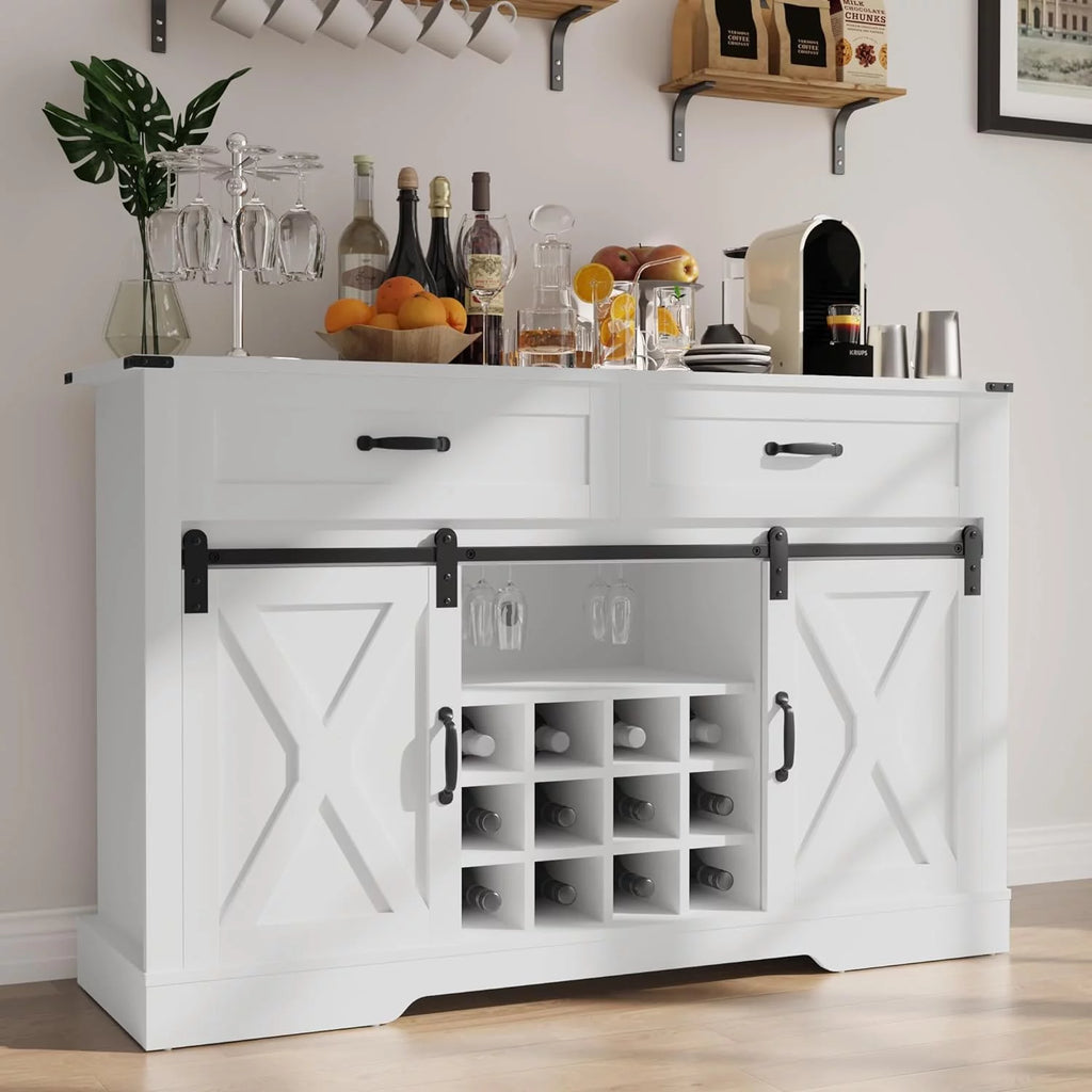 52" White Storage Cabinet with Wine Rack & Drawers V288699