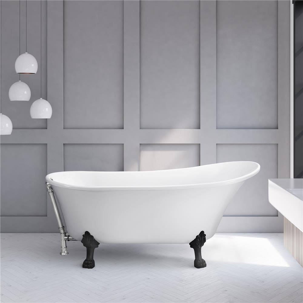 White Soaking Clawfoot Tub with External Drain H651