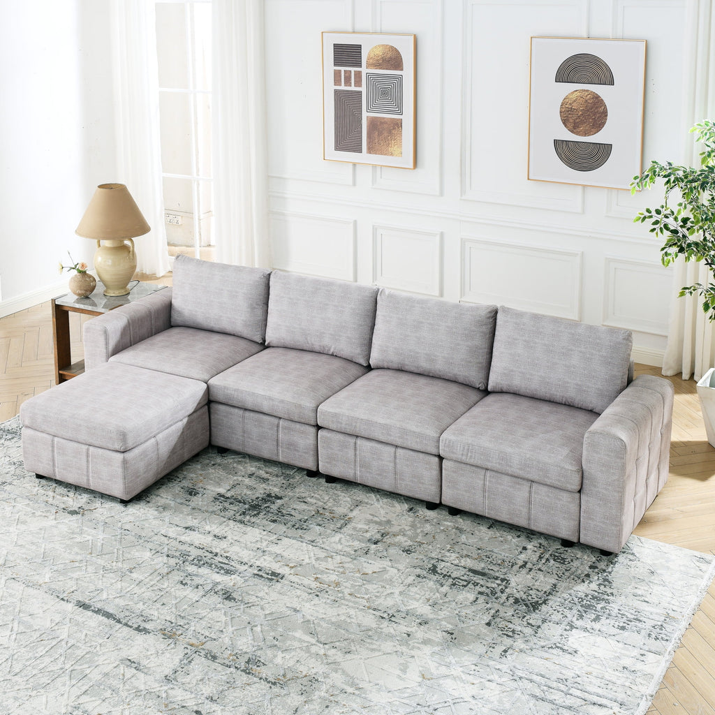 L Shaped Upholstered Modular Sectional Sofa L546194