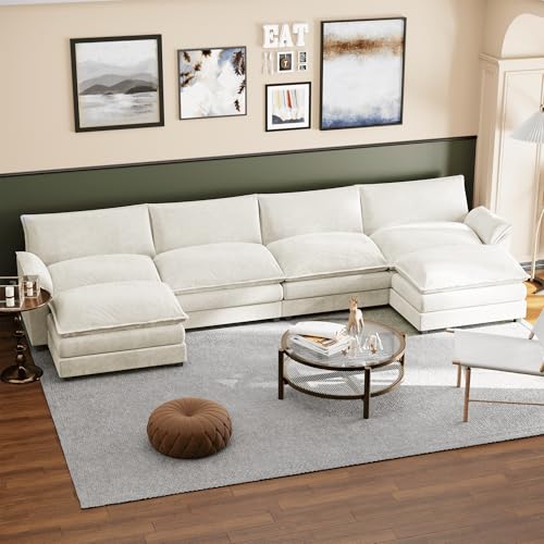 Dark Grey Chenille U Shaped Modular Sofa with Ottoman I7438