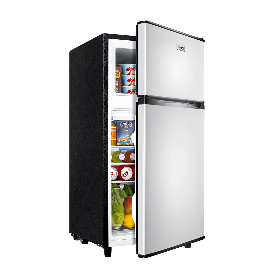 3.5 Cu ft Two Door Mini Fridge with Freezer, Black L519