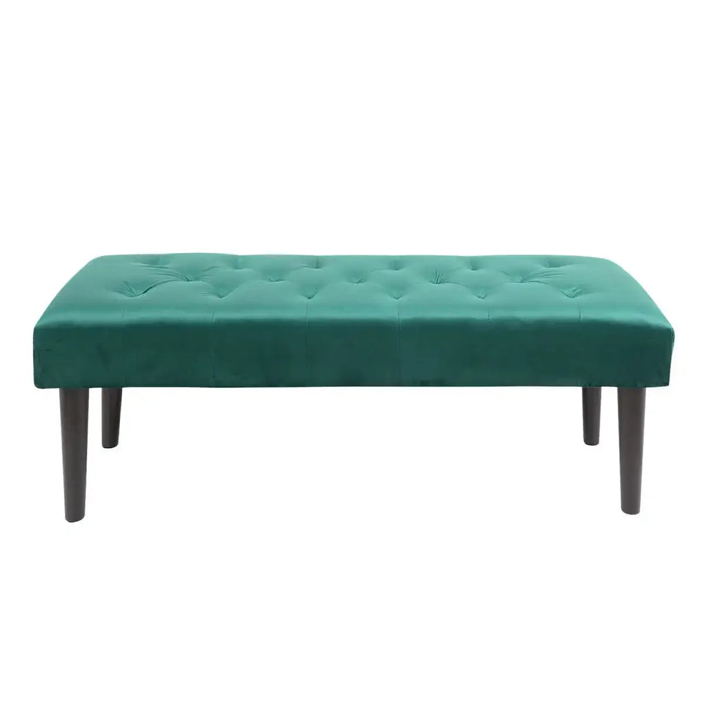 Green Velvet Upholstered Bench with Wooden Legs N772023