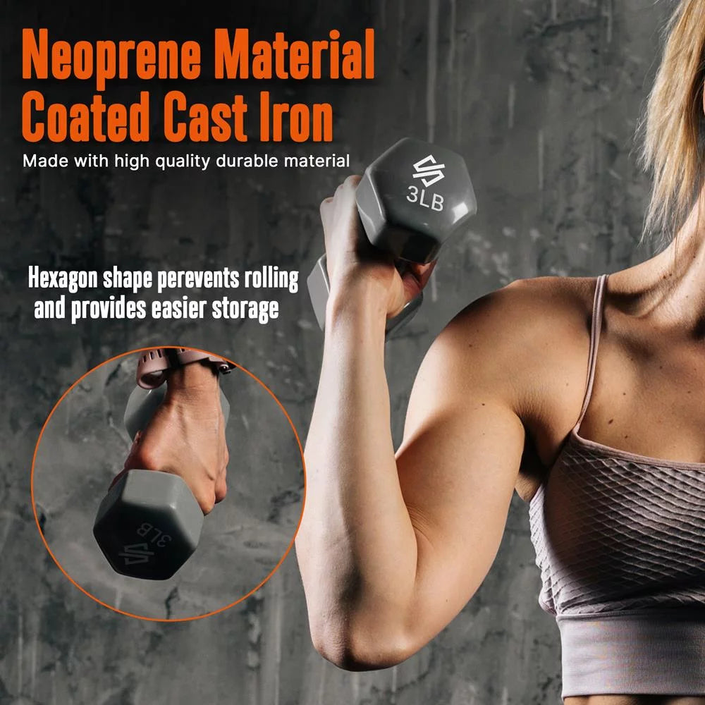 Neoprene Coated Dumbbell Weights Set with Stand V6934